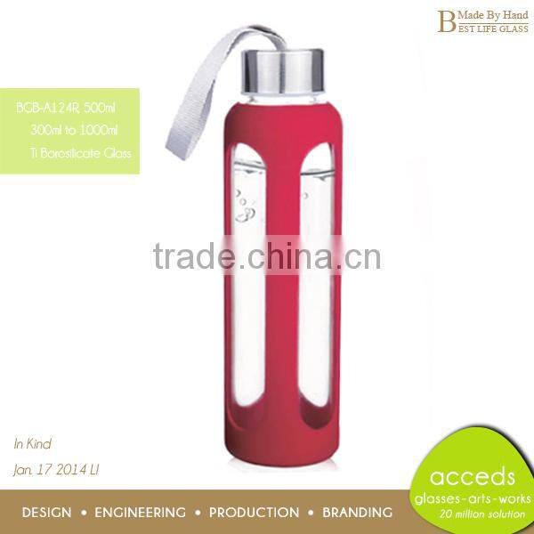 Hand Made Glass Drinking Bottles With Lids