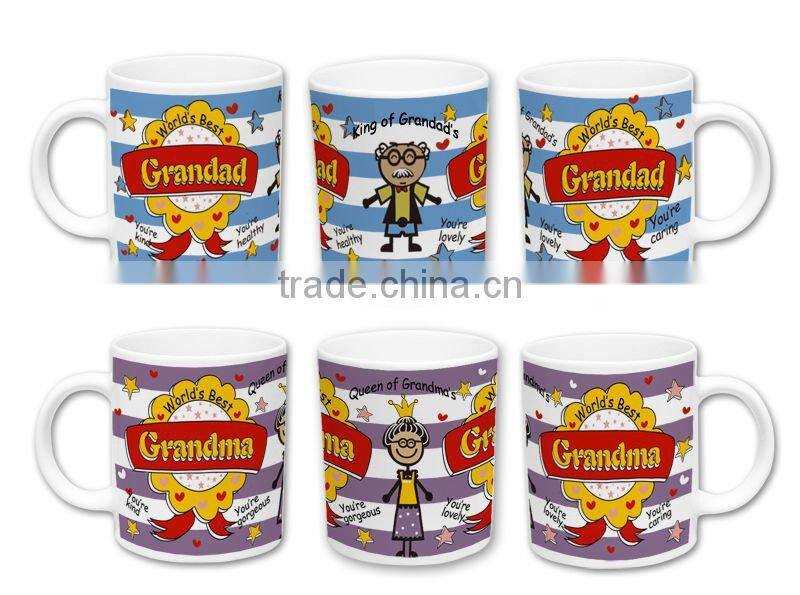 Set of 3 porcelain tea cup set with decal printing