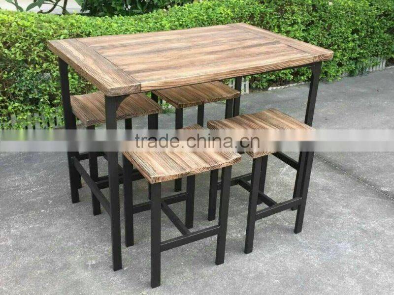 Fiberglass clay wooden look outdoor garden furniture set