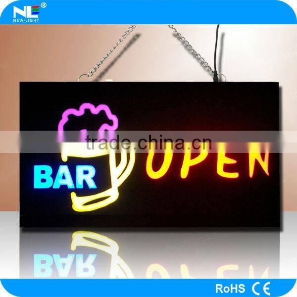 Semi-outdoor color changing LED resin sign Environmental-friendly LED open sign Acrylic panel LED display sign