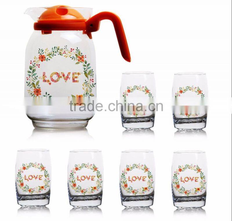1300ml 1000ml halloween christmas fruit color printing jug set and water glass jug set and glass Carafe and decanter
