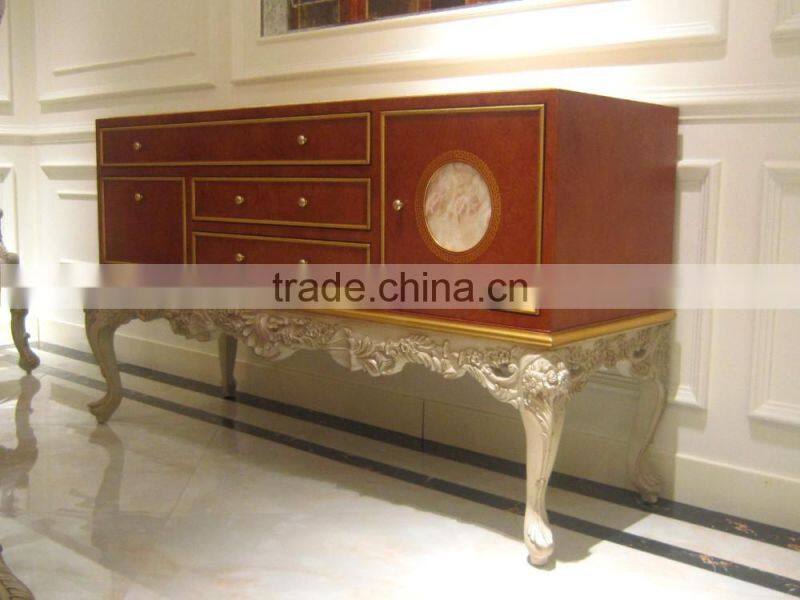 YB66 3.6Meter Luxury Italian Palace Long Dining Table with Golden Dining Chairs