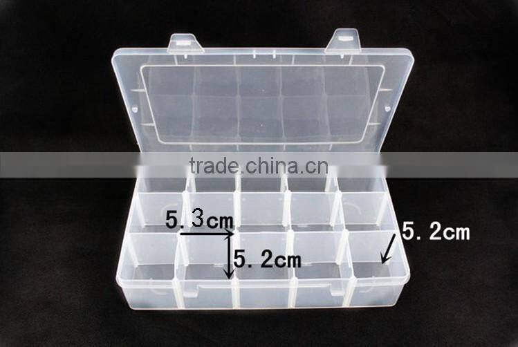 27x16cm 15 slots Transparent Plastic DIY Tool Organizer Jewelry Bin Storage Box with dividers