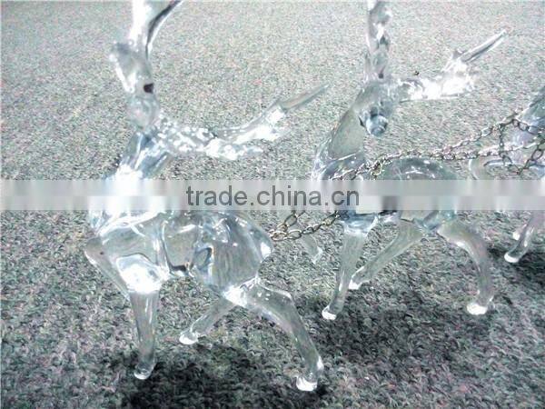 2016 hot sale three acrylic reindeer and sleigh Christmas decoration