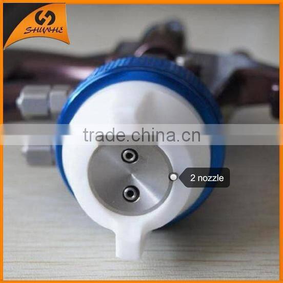 SAT1202 Nano Chrome PE Silver Dual Head Professional Paint Gun 5