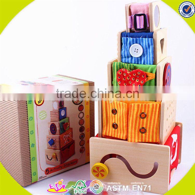 Wholesale funny kids wooden stacking cup blocks toy hot sale beautiful baby wooden stacking cup blocks toy W13D089