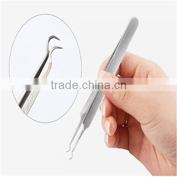 Prfessional 3 Pieces Blackhead Tweezers Curved Steel Tip Surgical Comedone & Splinter Extractor