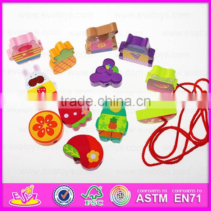2015 Wooden Happy Threading Toys for Kids,Children DIY hand threading toy,Threading educational kids wooden blocks toy W11E041