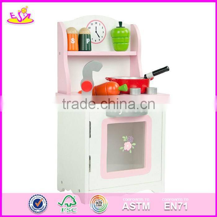 2017 New products children cooking set wooden pink play kitchen W10C263