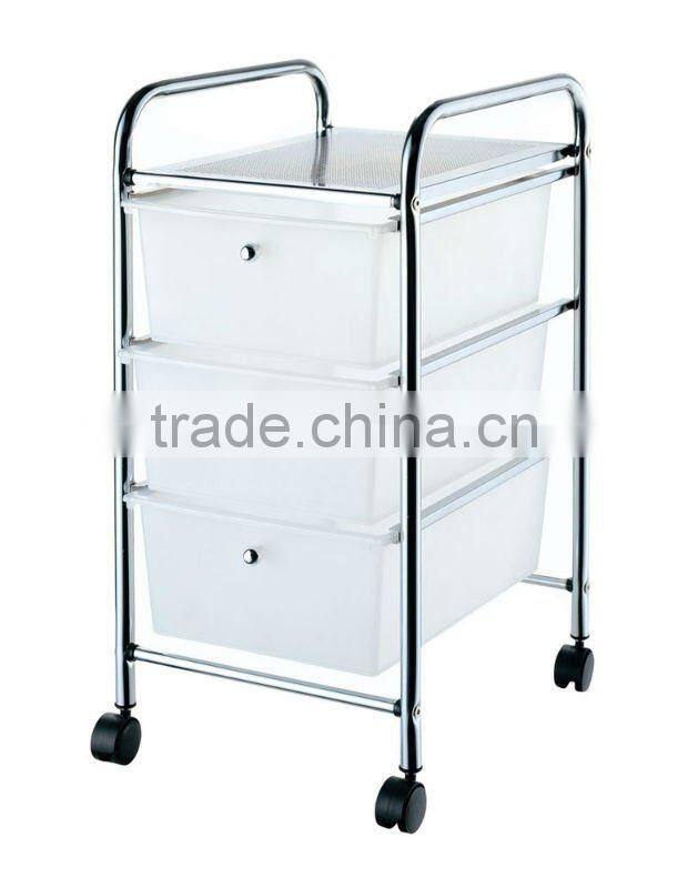 New design plastic rolling cart with drawer, colorful mobile storage drawer trolley