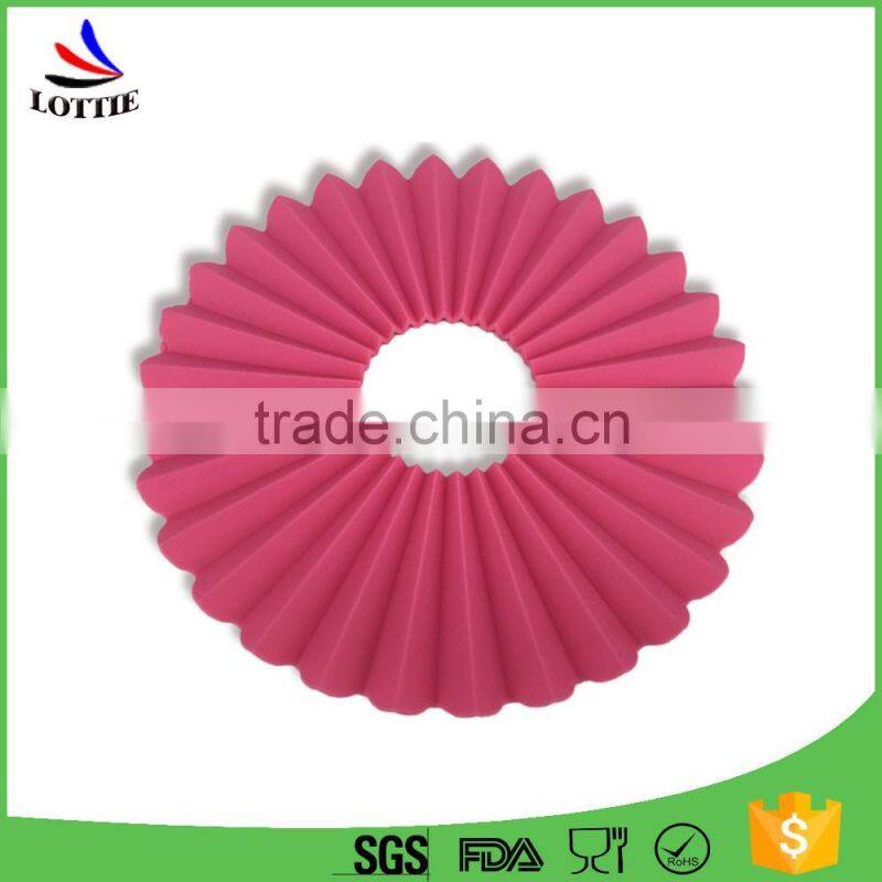 FDA grade wave pattern heat insulation pad meal mat hollow circular silica gel pad
