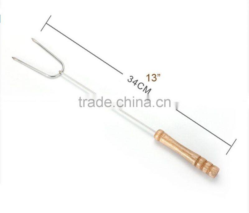 Outdoor Barbeque BBQ Forks Skewers Camping Grill Fire Sticks Eating Tools