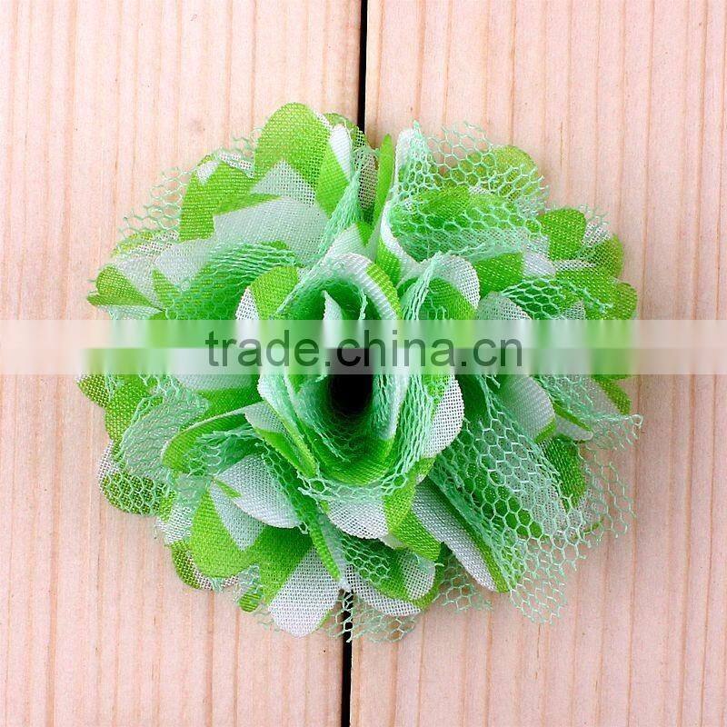 fabric and mesh flower clip for kids hair accessories