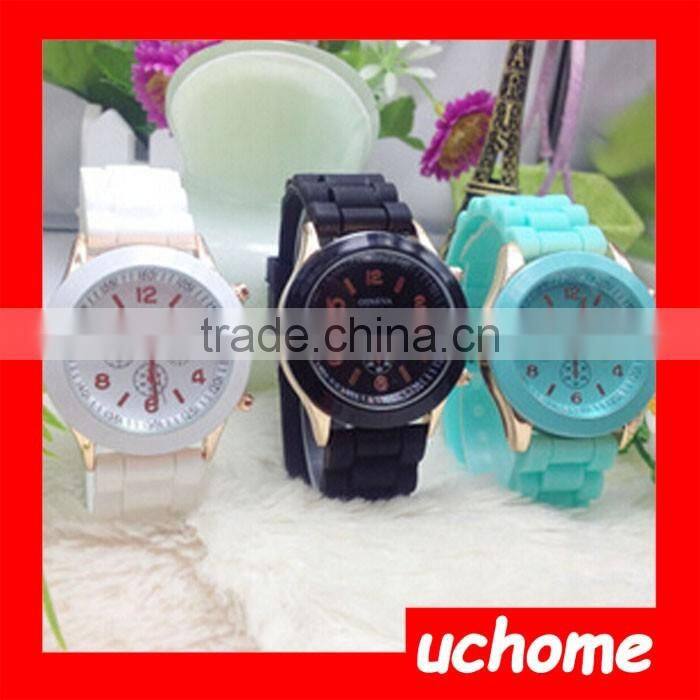 UCHOME promotional advertising quartz watches for lady cheap silicone band women geneva watch