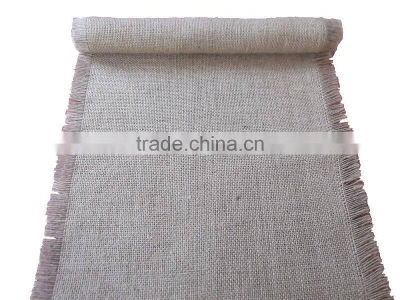 30cm*300cm natural burlap runner raw edge on small rolls
