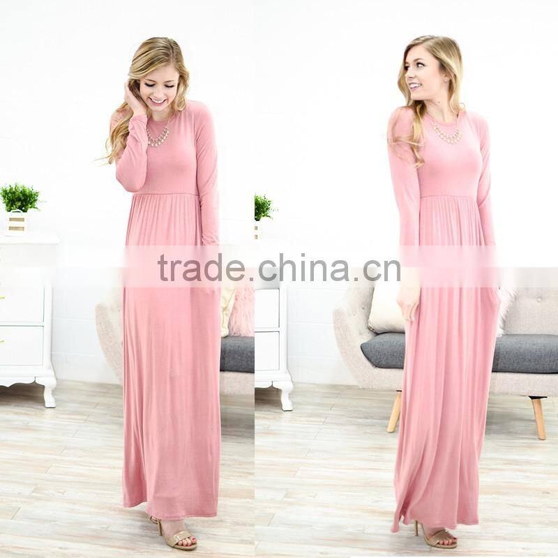 2017 Spring Women Latest High Waist Long Sleeve Maxi Dress HSD9901