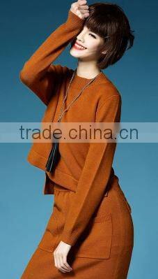 2016 New Latest Spring Autumn Women 2 Pieces Suits Loose Sweater Pullover Plus Skirt