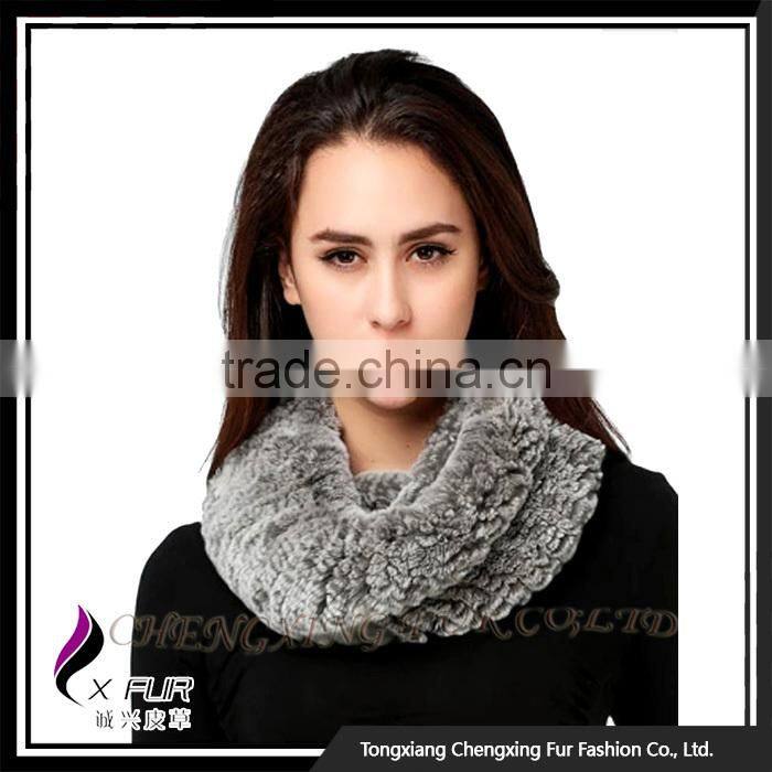 CX-B-76F 2016 Fashion Scarf Rex Rabbit Fur Snood Knitted Poncho And Shawl
