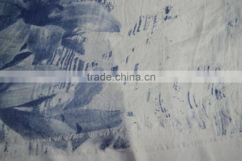 Fashion new coming ladies viscose voile chiffon scarf with flower printing