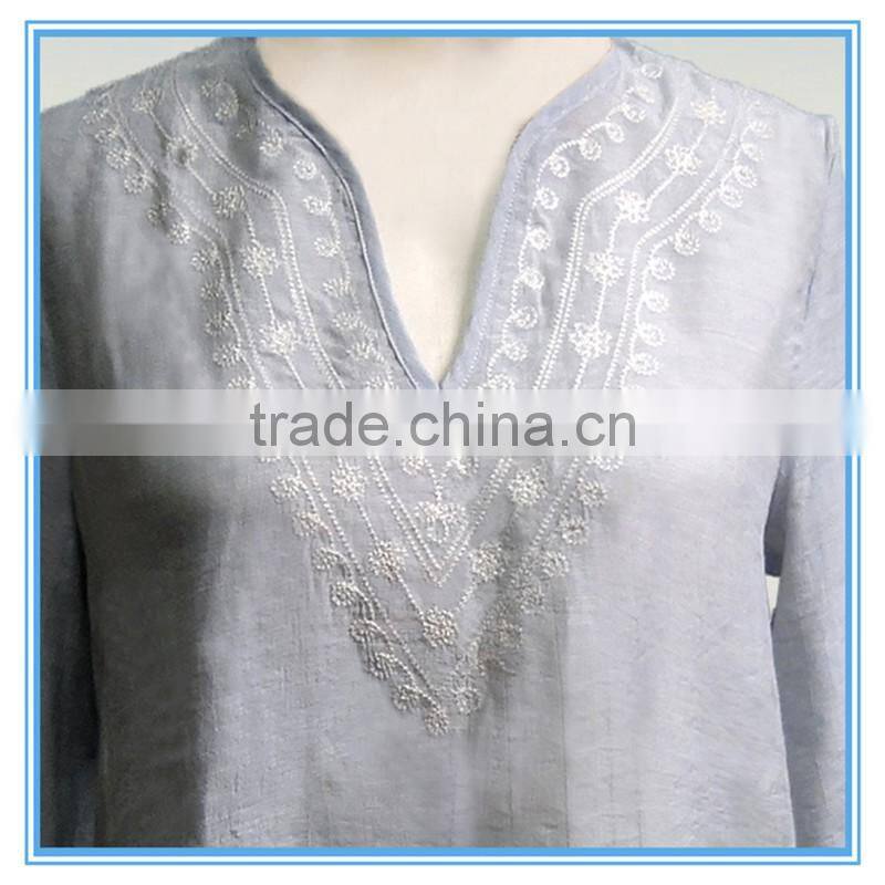 New Design Lady Latest Long Kurti Embroidered V-neck Designs Yada Clothing