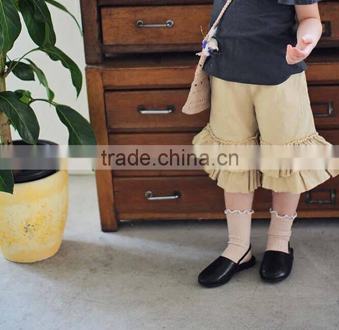 Khaki Linen Ruffle Pants 3 Layers Ruffle Baby Trousers 2 Year Old Girl Pants