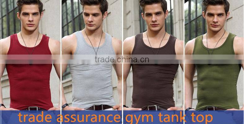trade assurance 95% cotton 5% spandex gym elastic tank top for men