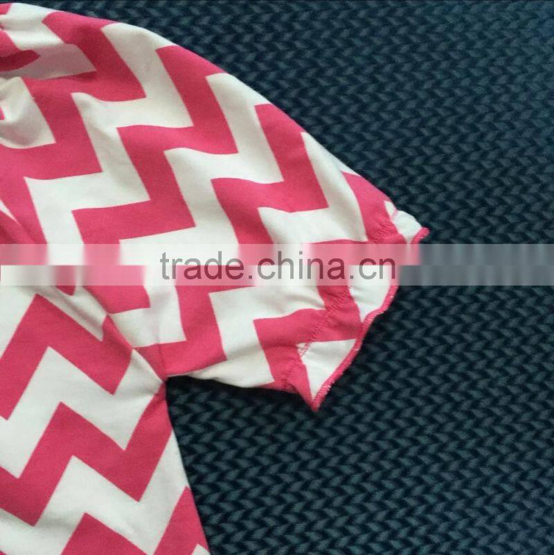 QL-355 short sleeve pink chevron cute baby dresses 2016