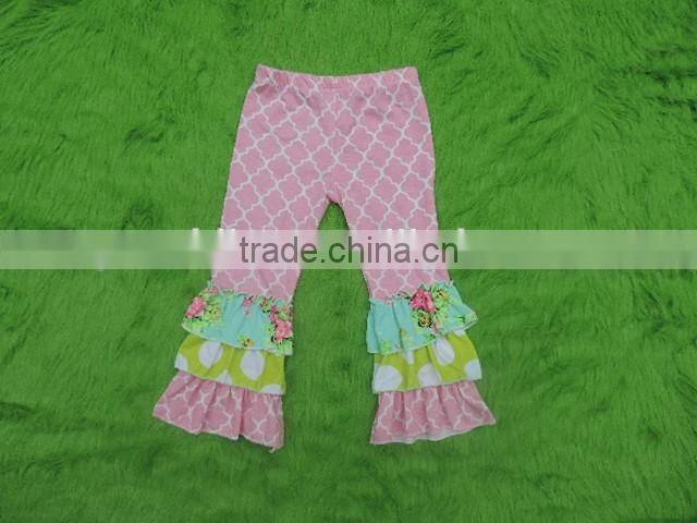 2017 Summer Baby Girls Cotton Ruffle Shorts Beautiful Kids Girls Floral Three Layers Ruffle Capris