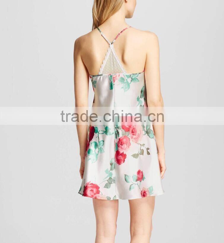 Fashion girls custom 2017 Sexy ladies fancy Pajamas Set Elegant printed pyjamas set