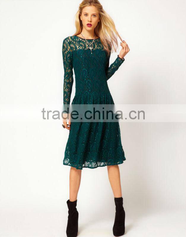 Lace Dress With Dropped Waist