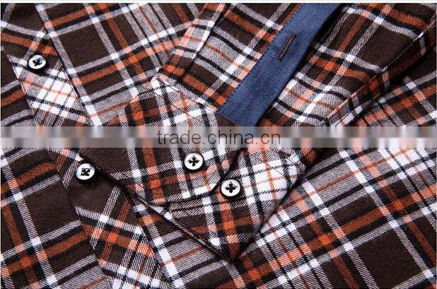 2016 Exclusive style 100%Cotton Single-sided velvet Checked thickening Flannel Shirt for men