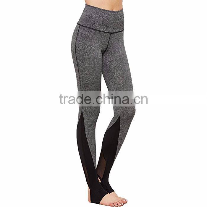 OEM custom lady fitness trample feet mesh skin tight yoga pants