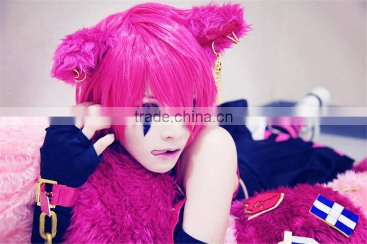 2016 Cheap Fashion Synthetic Hair Wig Rose Red Colored Cosplay Party Wig For Wholesale
