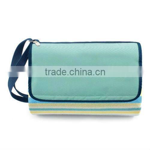 stripe printed blue mat used on beach 2013