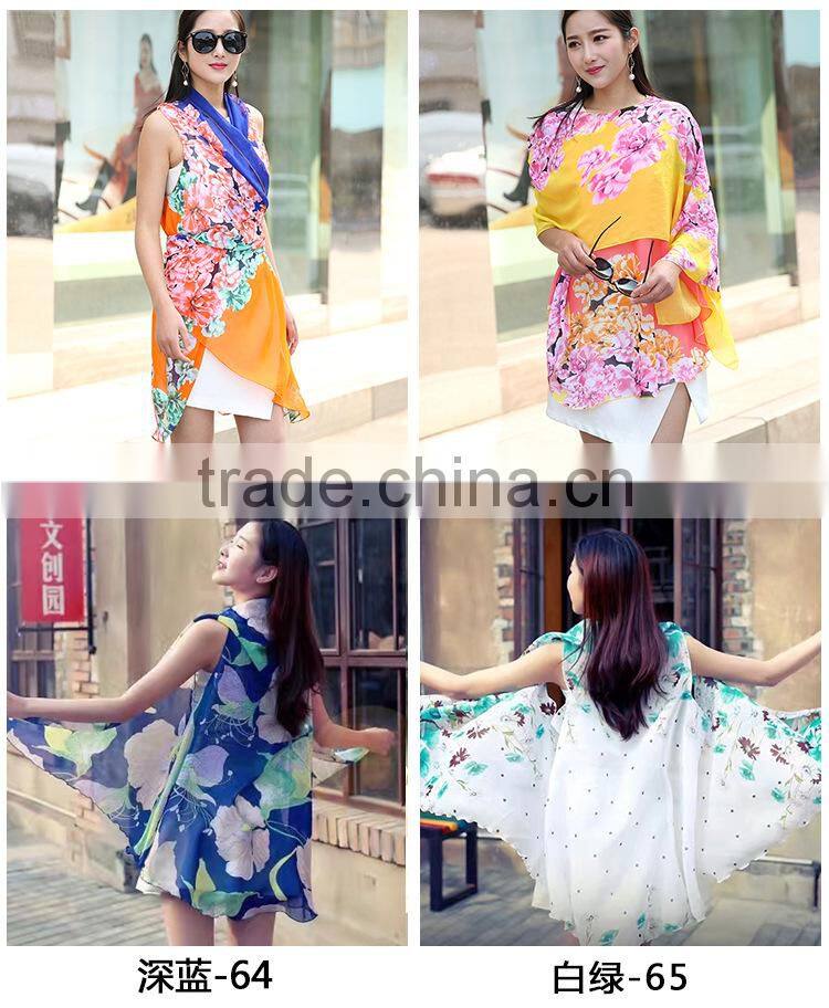 women summer sleeveless tops ladies plus size print floral kimono sexy S63034