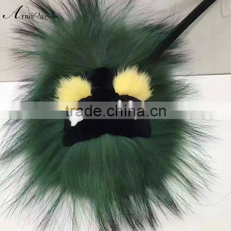 High quality fashion colorfur raccoon fur key chain accessories for bag