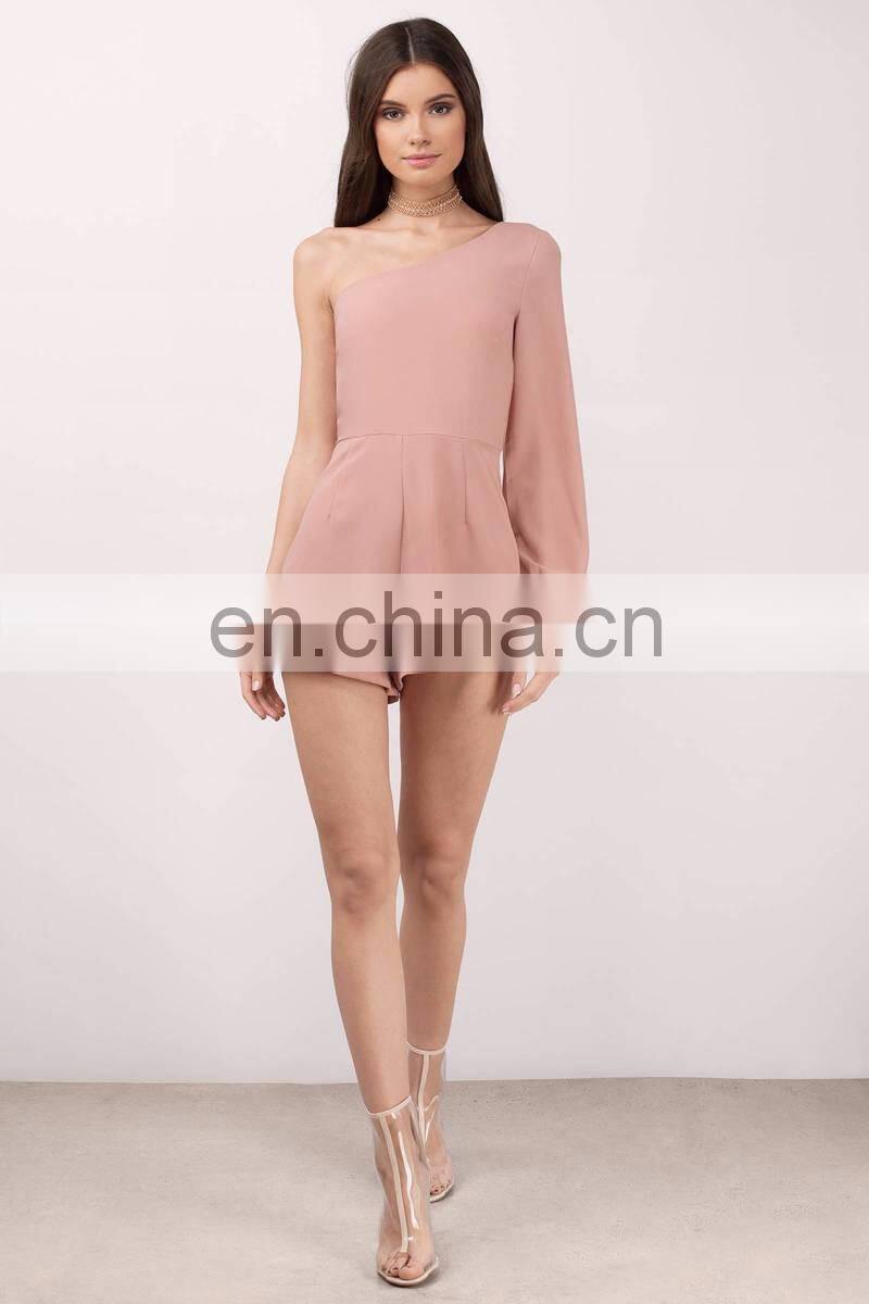 High Quality Blush Plain One Shoulder Adult Romper