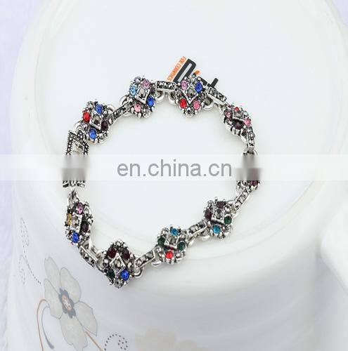 Turkish Jewelry Vintage Design Antique Multi Gemostone Sterling Silver Bracelets Bijouterie Resin Bracelets