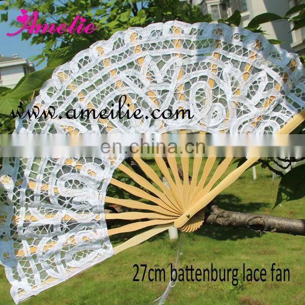 3 Assorted Sizes Embroidery Lace Hand Fan as Wedding Favors Gifts Fan