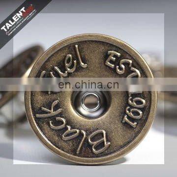 custom brand logo aluminum metal jeans button