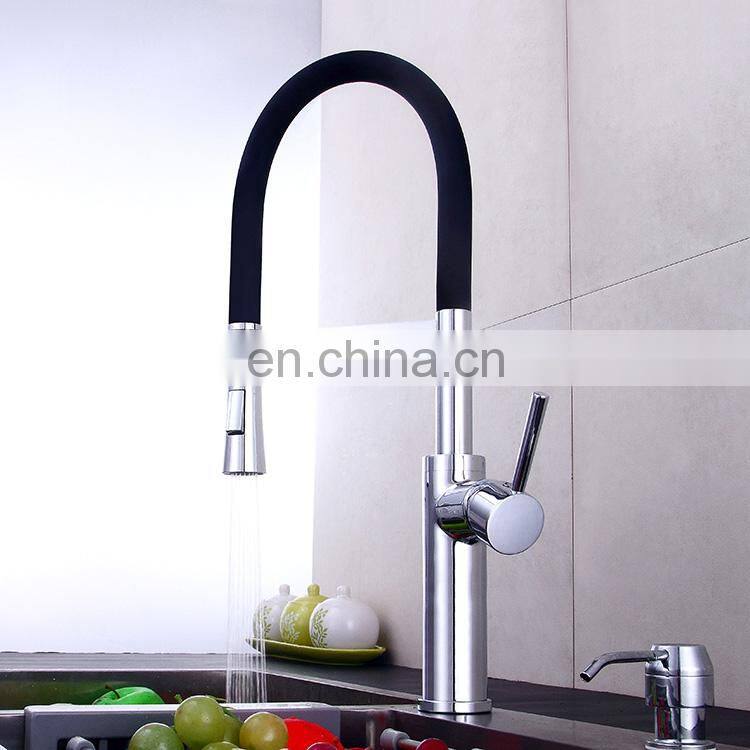 High technology polishing plated flexible hose pull out kitchen mixer faucet