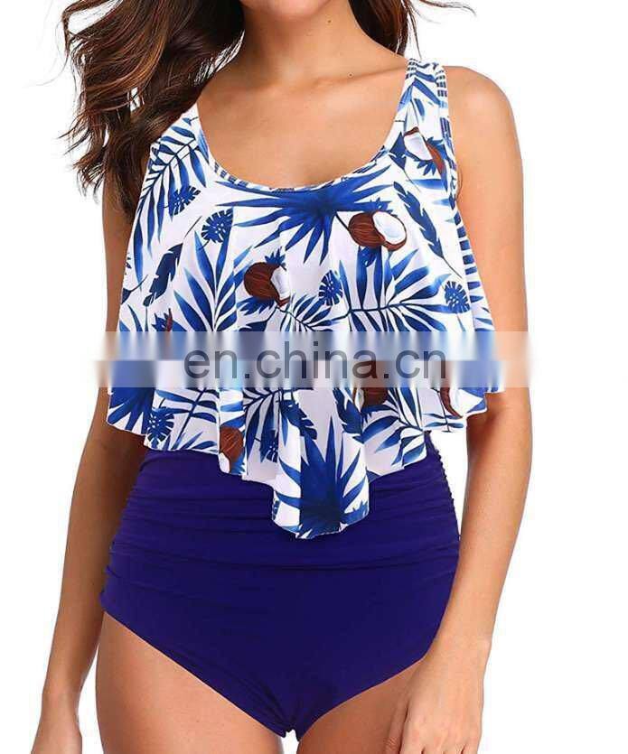 2019 New Sexy Women Bikini Set Mujer Ruffle Floral Printed Swimsuit Push Up High Waist Bikini Biquinis Brazilian Swimwear Summer