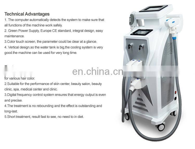 Good feedback e-light ipl rf nd yag laser multifunction machine for hot sale