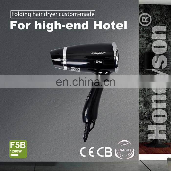 Honeyson hotel 1200W black plastic material hot and cold hair dryer