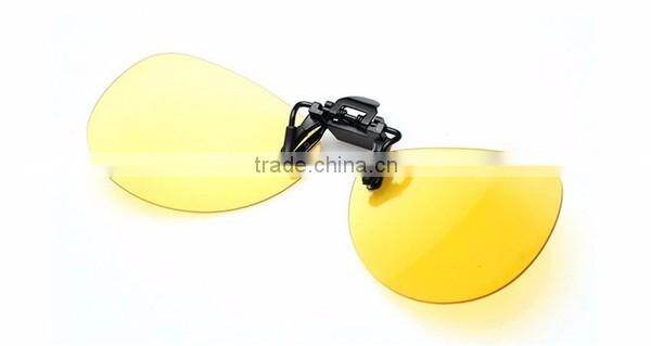 high qulality yellow night vision mirrored women men clip on driver PC sunglasses