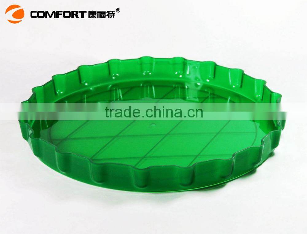 Plastic beer cap shaped serving tray