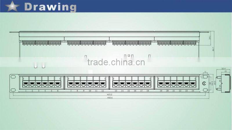 AMP CAT6 Patch Panel RJ45 Dual IDC With back bar