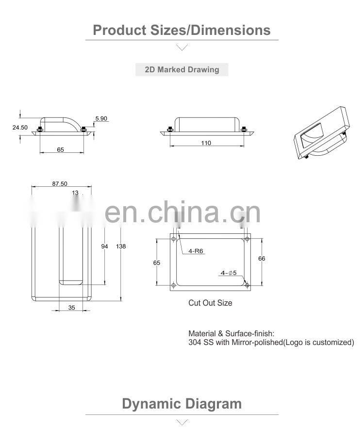 LS530 Mirror Polished Stainless Steel Cabinet Door Handle