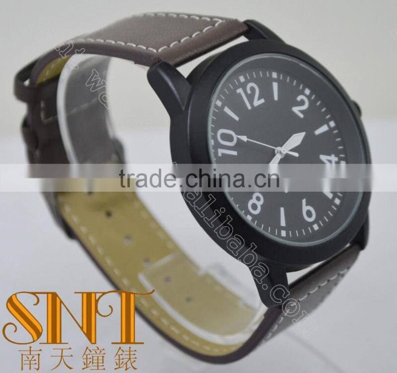 Vogue matte Black Dial With Brown Strap Quartz Watch With For Man