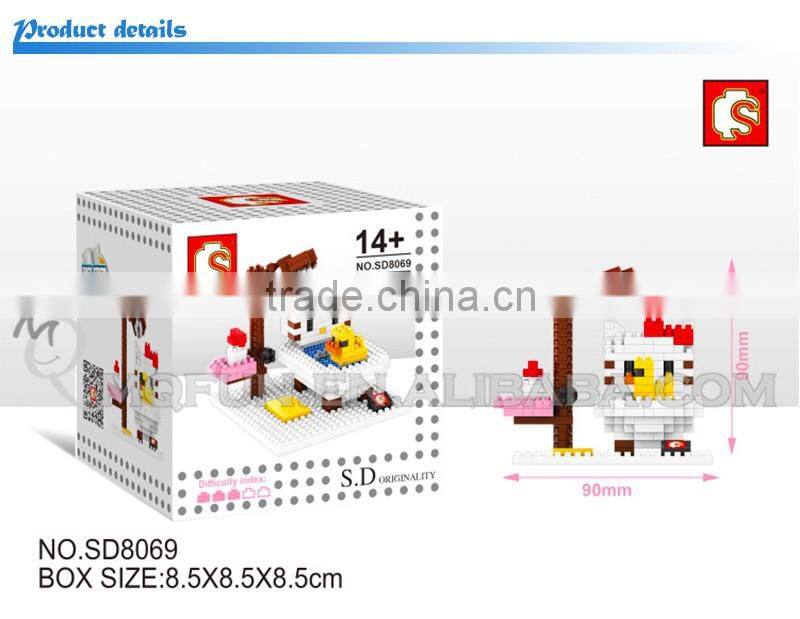 Mini Qute Sembo kawaii 8 styles hello kitty kt cat diamond plastic building block model educational toy